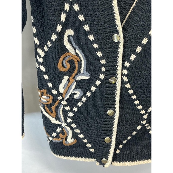Vintage SK & Company Women's Multicolor Cotton Blend Embroidered Cardigan Size P - Picture 4 of 9